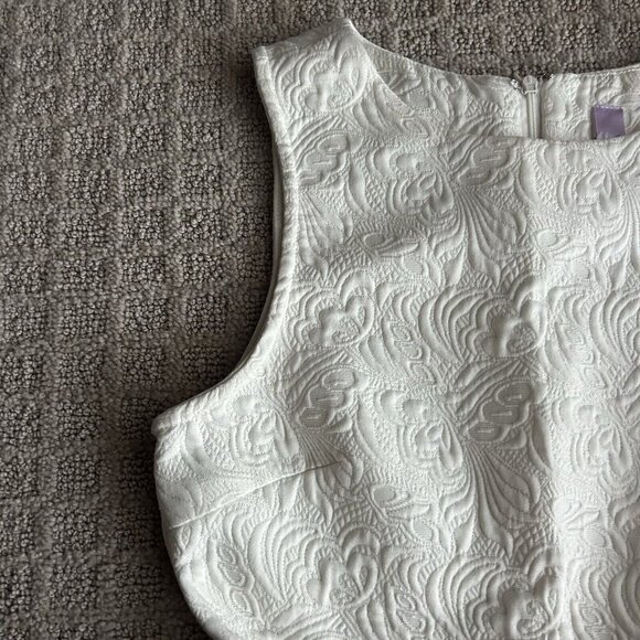 Alya Sleeveless Top Ivory Off White Womens Size Small S Zip Floral Brocade - Picture 2 of 9